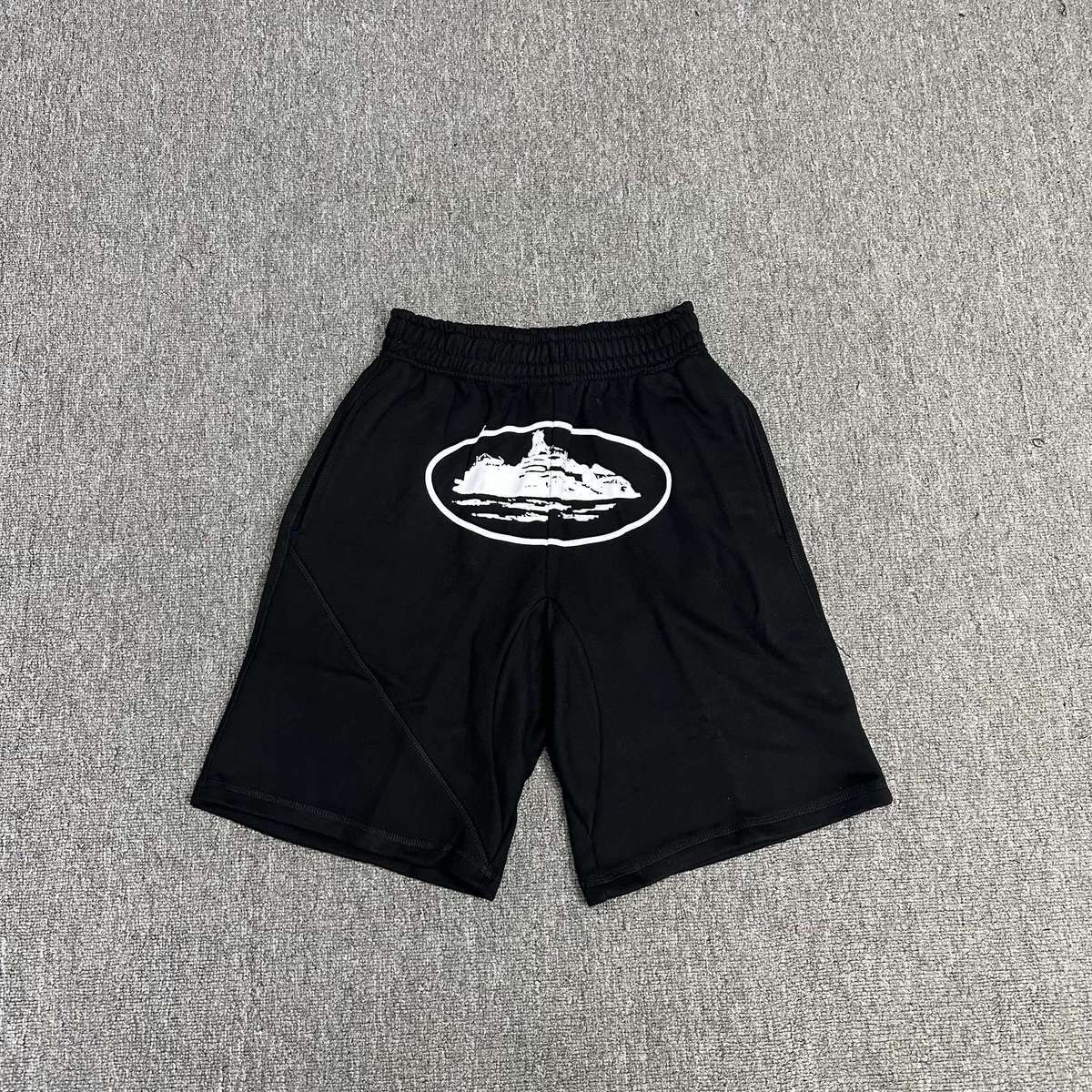 Short Corteiz Alcatraz Noir Logo Blanc — vue 1