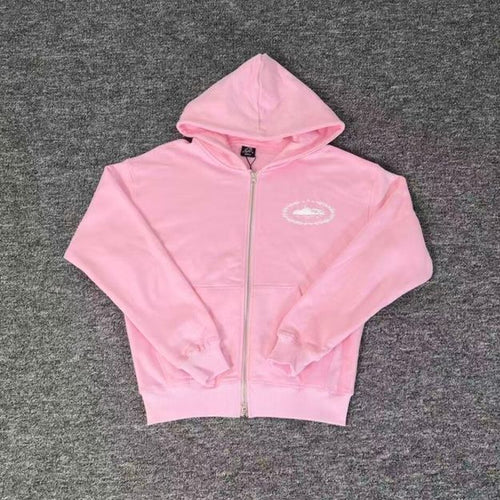 Sweat Zip Corteiz Regne sur le Monde — Rose