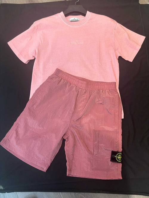 Ensemble Stone Island T-shirt + Short Rose