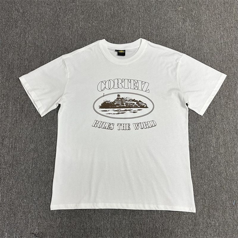 Tshirt Corteiz Rules The World Marron — vue 1