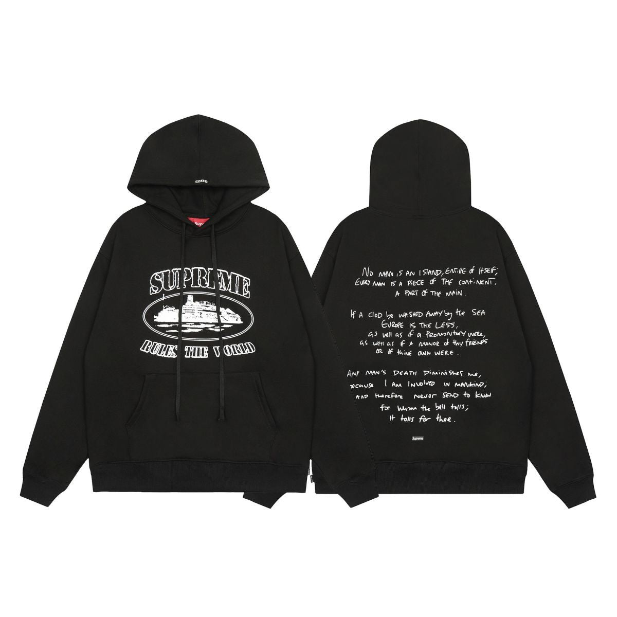 Hoodie Supreme x Corteiz Noir — face et dos