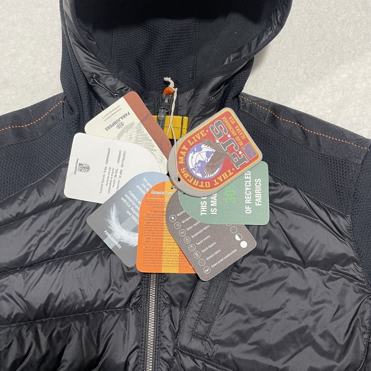 Veste Parajumpers Hybrid Noir — vue 3 capuche étiquettes
