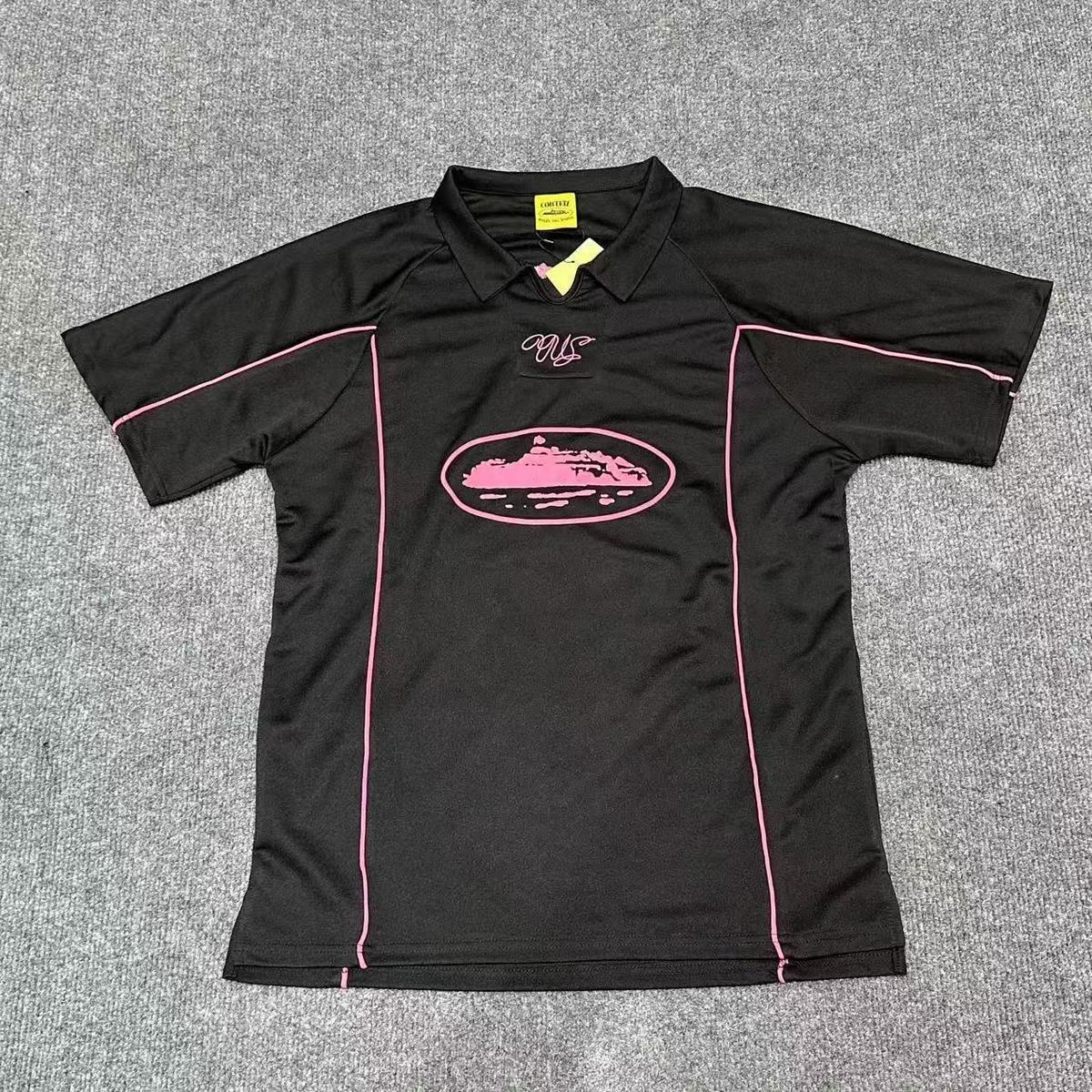 Polo Corteiz Alcatraz Noir Logo Rose — vue 1