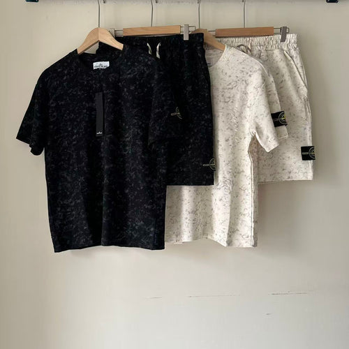 Ensemble Stone Island T-shirt + Short Tie-Dye Distressed