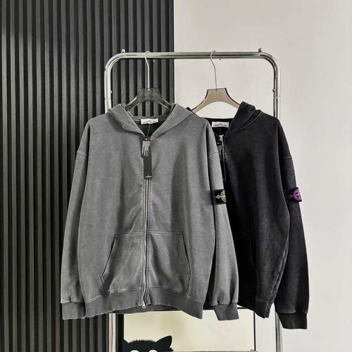 Veste à Capuche Zippée Stone Island Délavée