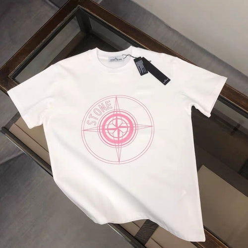 T-shirt Stone Island Compass Blueprint Pink Print