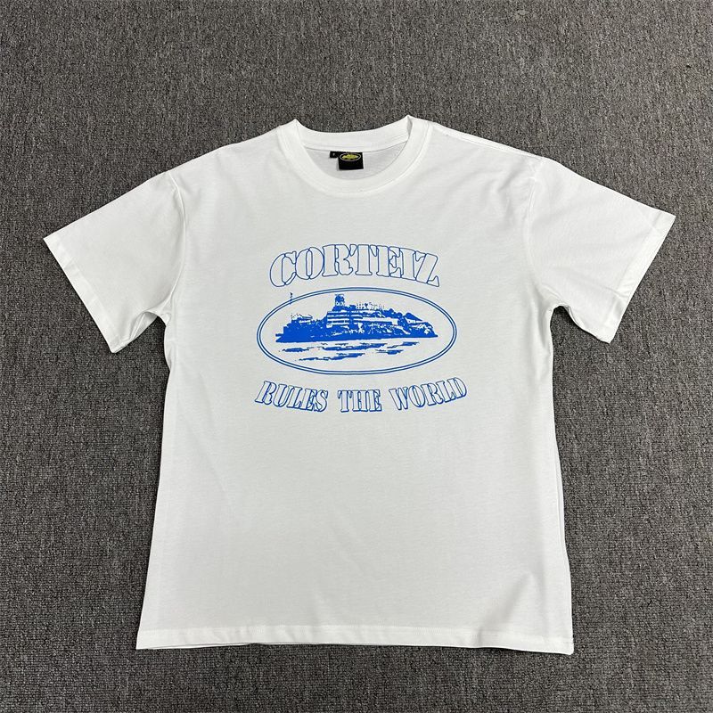 Tshirt Corteiz Rules The World Bleu Royal — vue 1