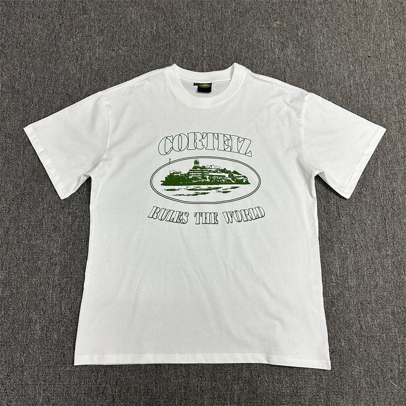 Tshirt Corteiz Rules The World Vert — vue 1